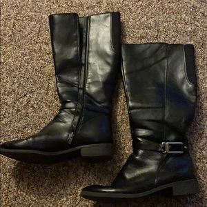 Women’s Tall Black Leather Boots Size 10